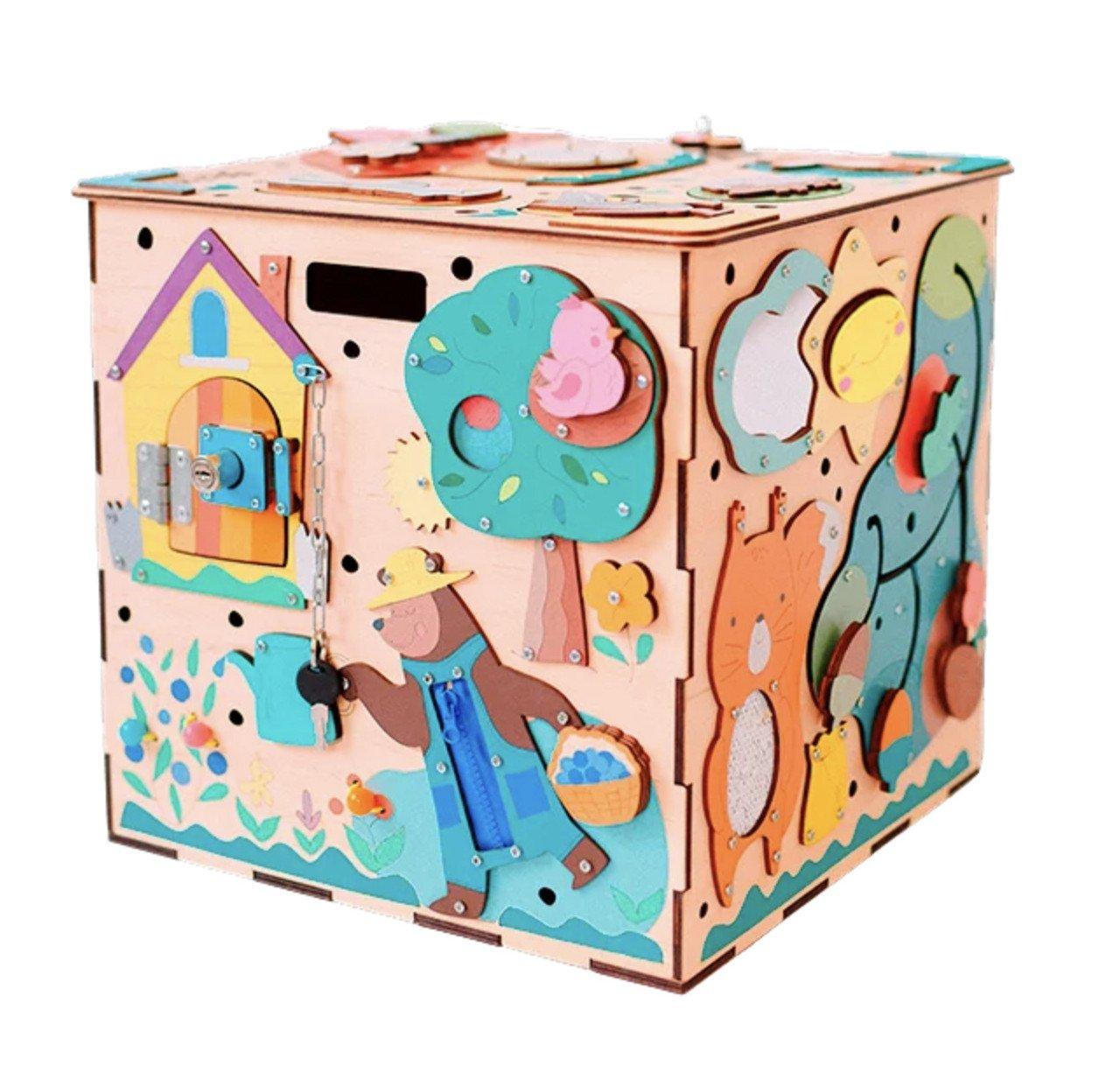 Image of Motorikspielzeug, Aktivhaus für Kleinkinder, BusyBox mit Beleuchtung, Waldbewohner - Forest Montessori® Multicolor