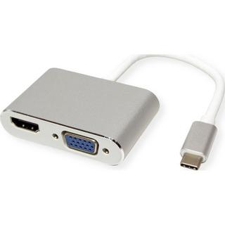Roline  ROLINE 12033215 0,1 m USB tipo-C HDMI + VGA (D-Sub) Argento 