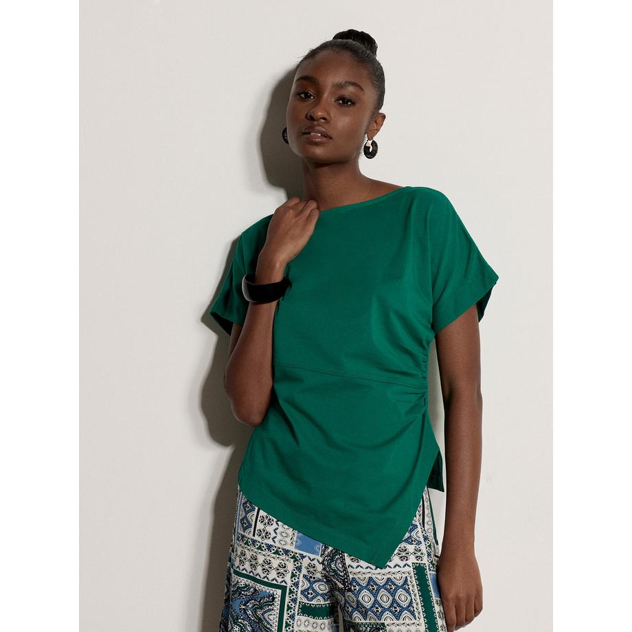 Jersey-T-Shirt mit asymmetrischem Saum