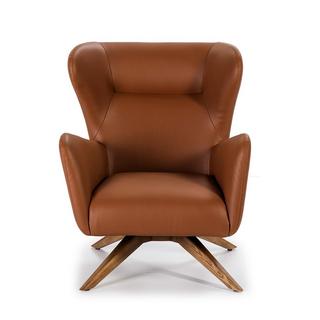 ANGEL CERDA Fauteuil pivotant en simili cuir et bois  