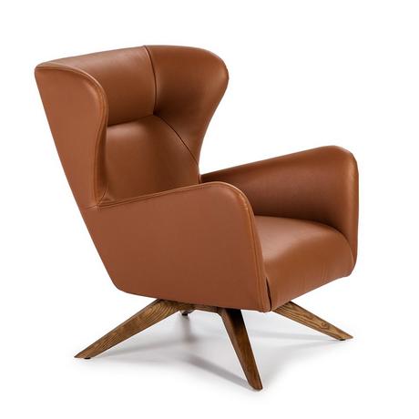 ANGEL CERDA Fauteuil pivotant en simili cuir et bois  