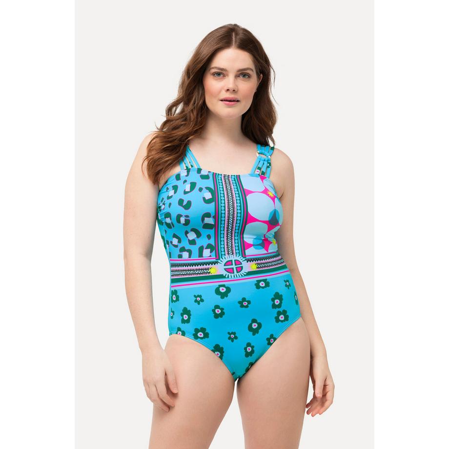 Ulla Popken Maillot de bain à mélange d'imprimés bonnets souples  