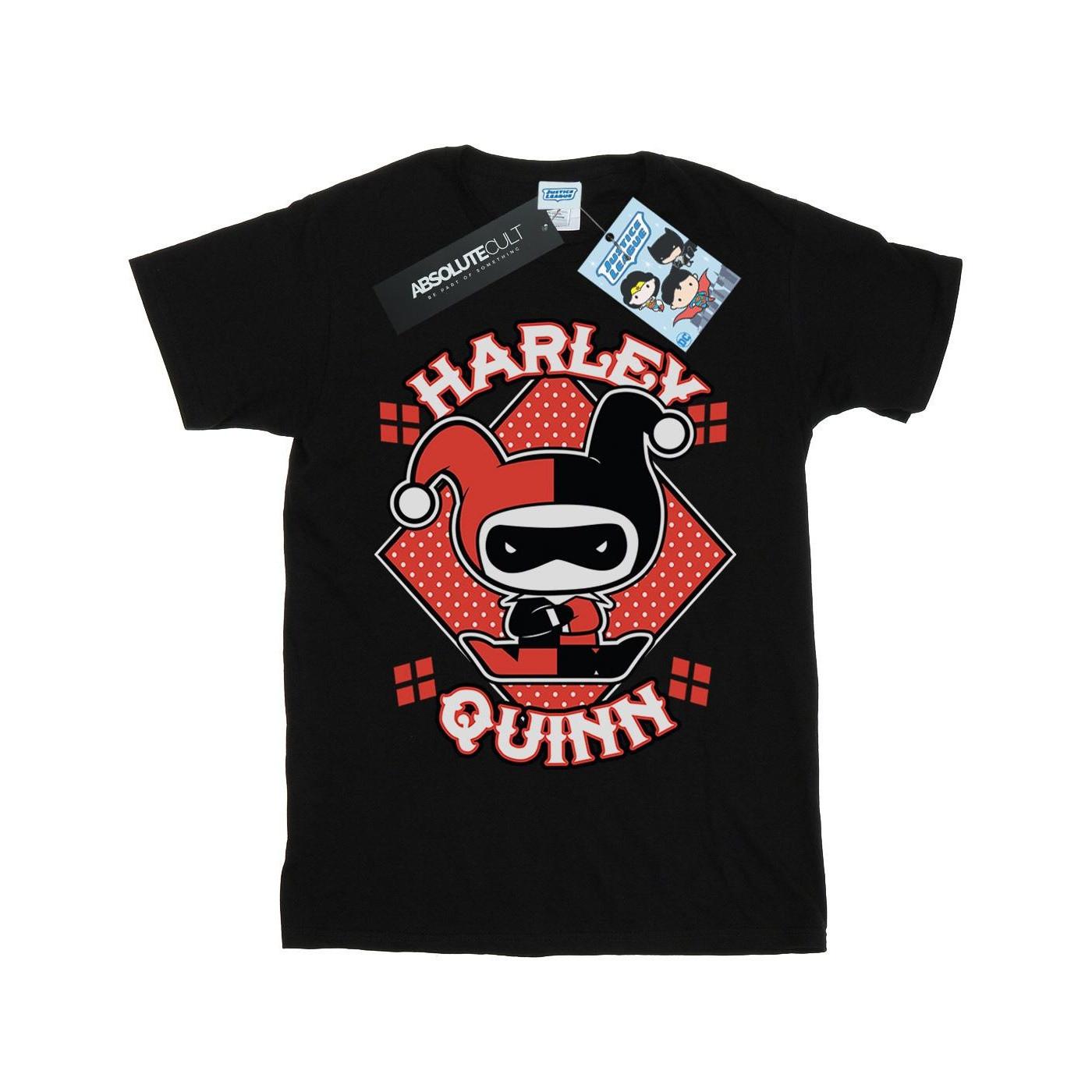 Image of Chibi Harley Quinn Badge Tshirt Jungen Schwarz 152-158
