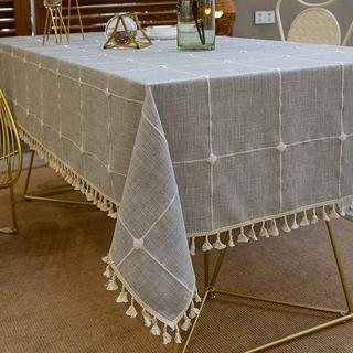 Alopini Modernes einfaches Streifentischtuch Quastentischtuch Baumwolle  