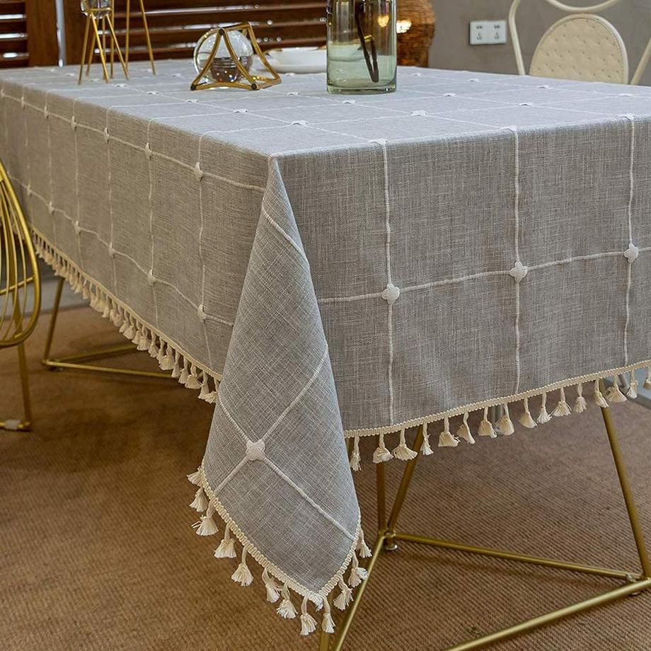 Alopini Nappe à rayures simple et moderne Nappe à glands en coton  