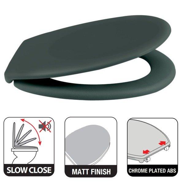 spirella Toilettensitz Duroplast NEELA Matt Dunkelgrün - Scharniere aus verchromtem ABS  