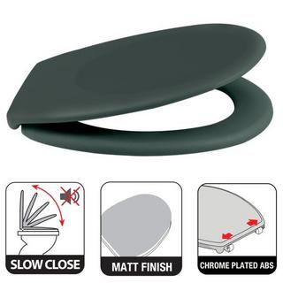 spirella Toilettensitz Duroplast NEELA Matt Dunkelgrün - Scharniere aus verchromtem ABS  