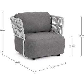 mutoni Fauteuil de jardin Palmer blanc-gris  