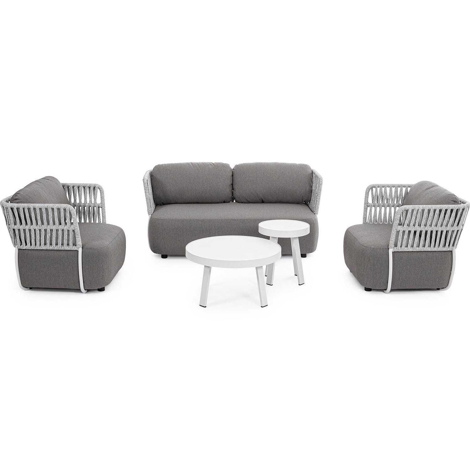 mutoni Fauteuil de jardin Palmer blanc-gris  