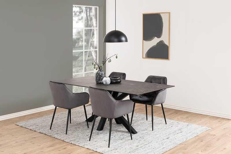 mutoni Tavolo da pranzo Triple-X in vetroceramica nero 200x100  