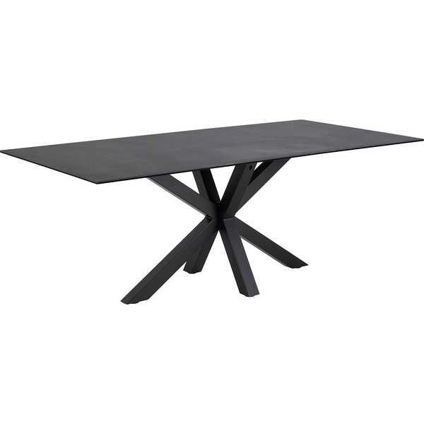 mutoni Table à manger Triple-X en vitrocéramique noire 200x100  