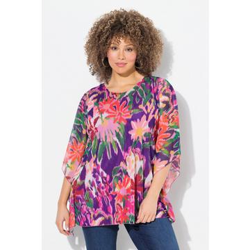 Blusa a doppio strato dal taglio oversize con scollo a girocollo e mezze maniche
