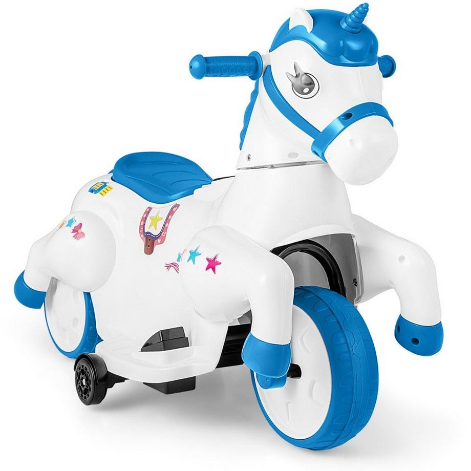 Northix  Kinder Elektro Motorrad mit Musik & LED & Stützrädern Elektromotorrad für Kinder ab 3 Jahren Blau 