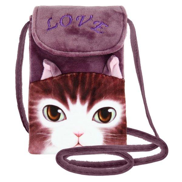 Image of Handytasche Katzendesign Violett