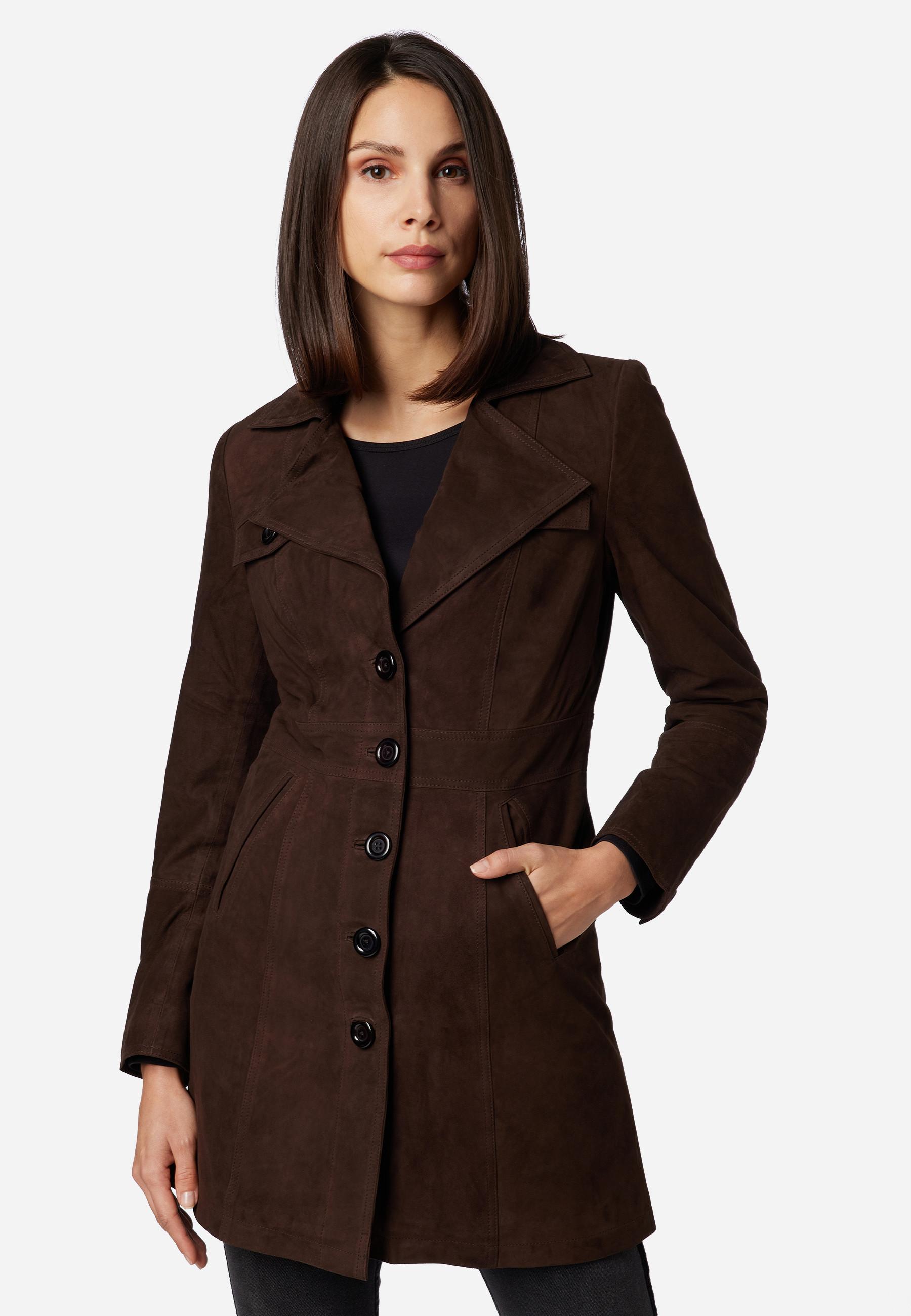 RICANO  Manteau en cuir  Lucy, avec boutons et col réversible 