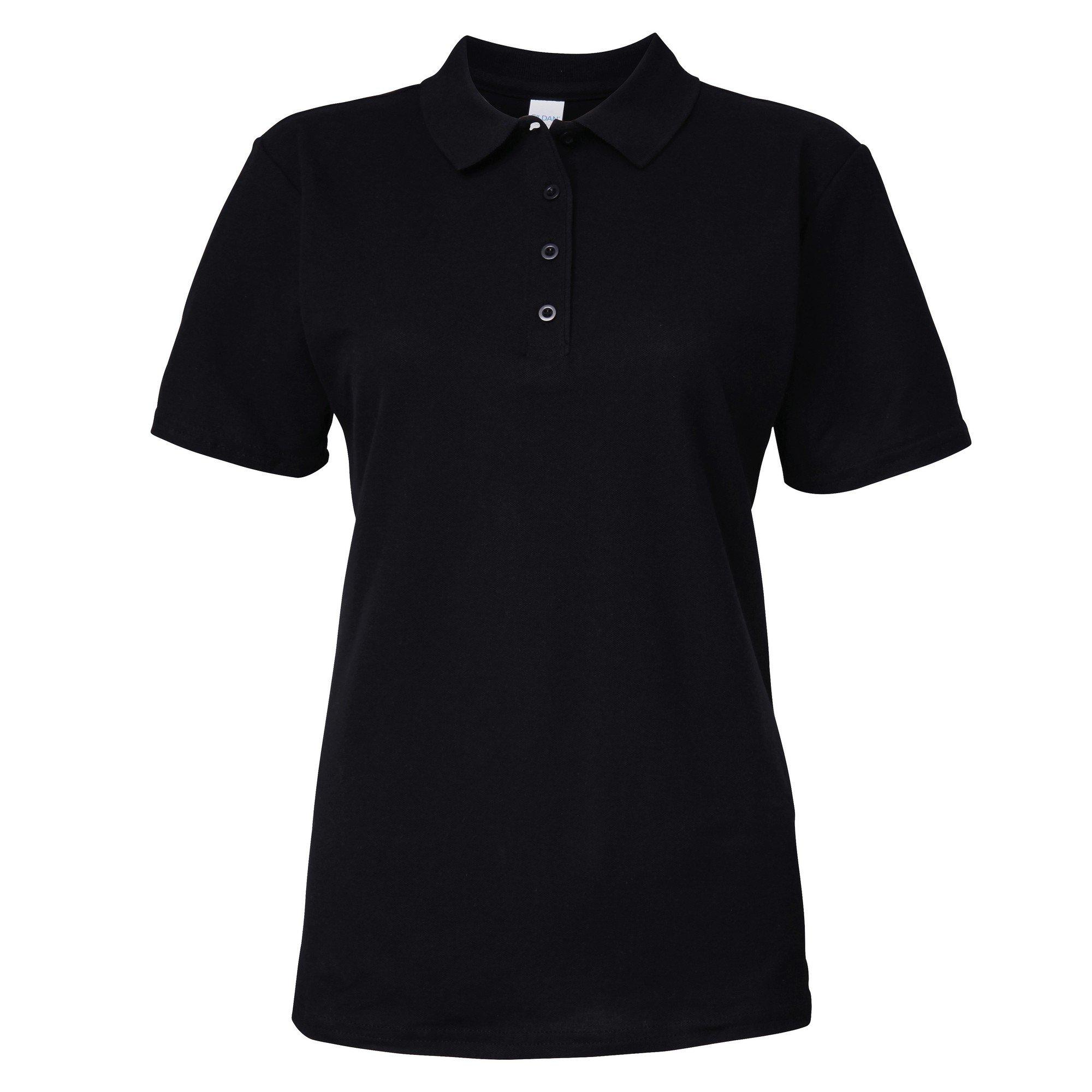 Image of Softstyle Kurzarm Doppel Pique Polo Shirt Damen Schwarz S