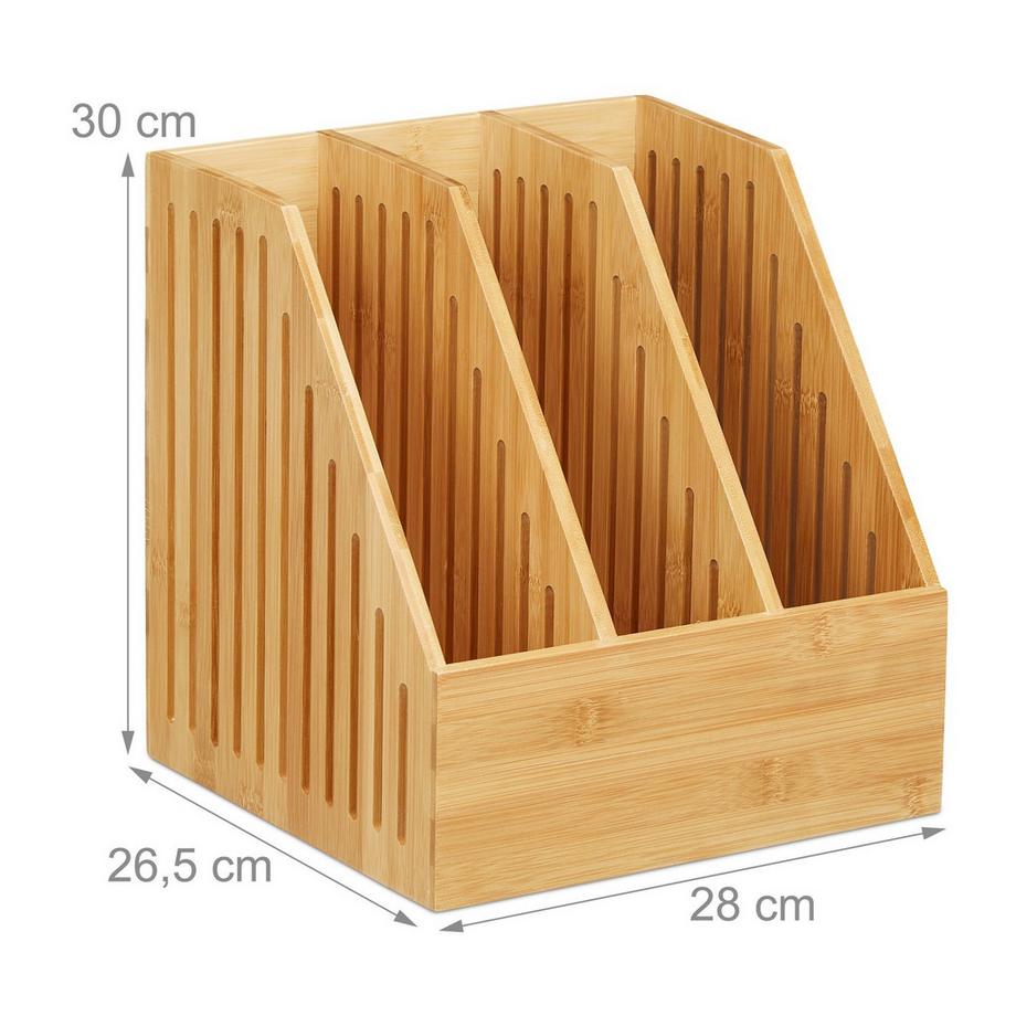 B2X Range-revues A4 en bambou avec 3 compartiments  