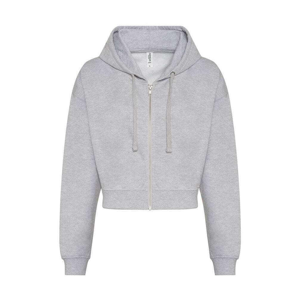 Image of Hoodie Mit Durchgehendem Reißverschluss Kurz Geschnitten Damen Grau S