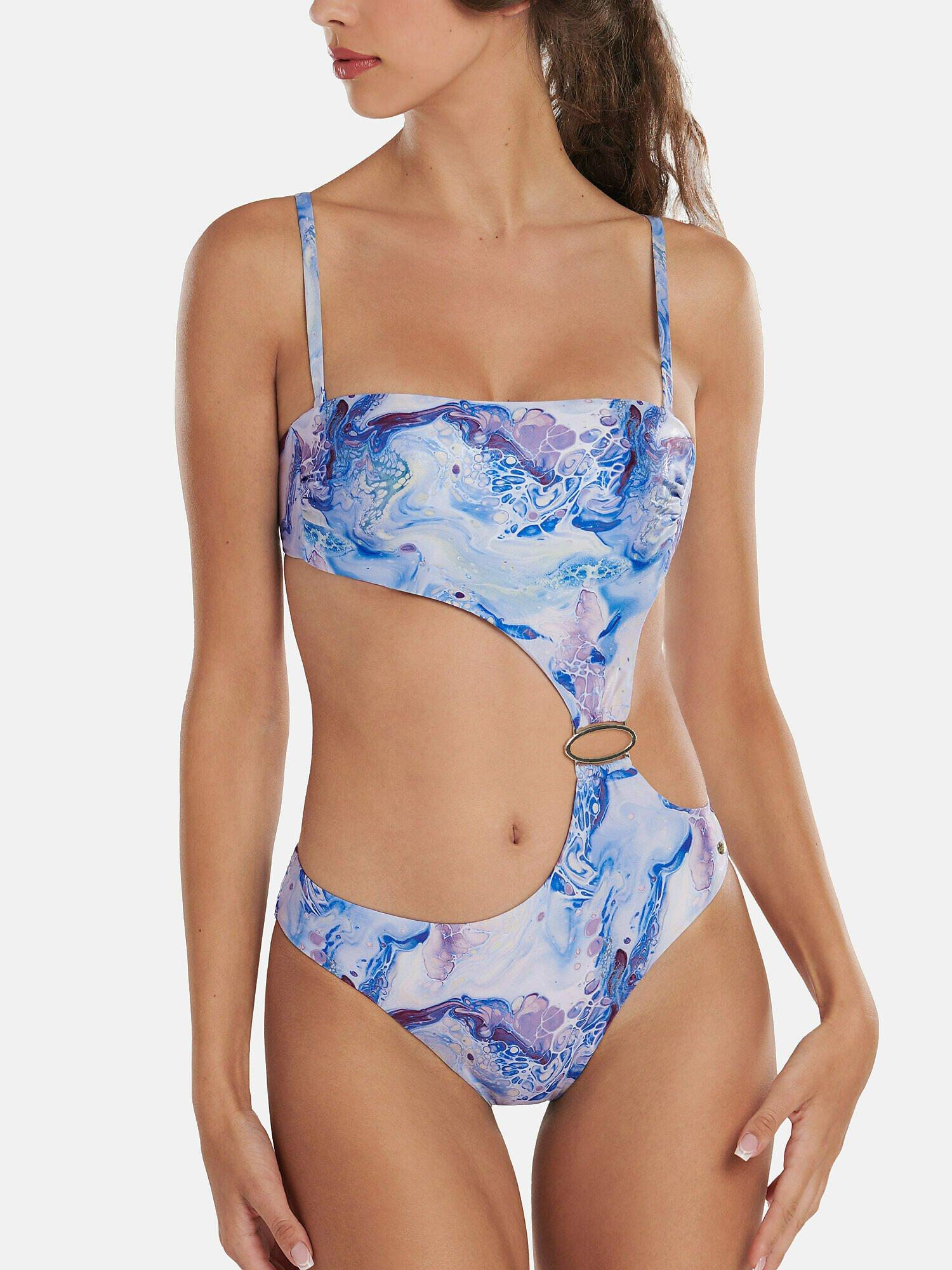 Image of Einteiliger Badeanzug Monokini Verstellbare Träger Indonesia Damen Blau B/38