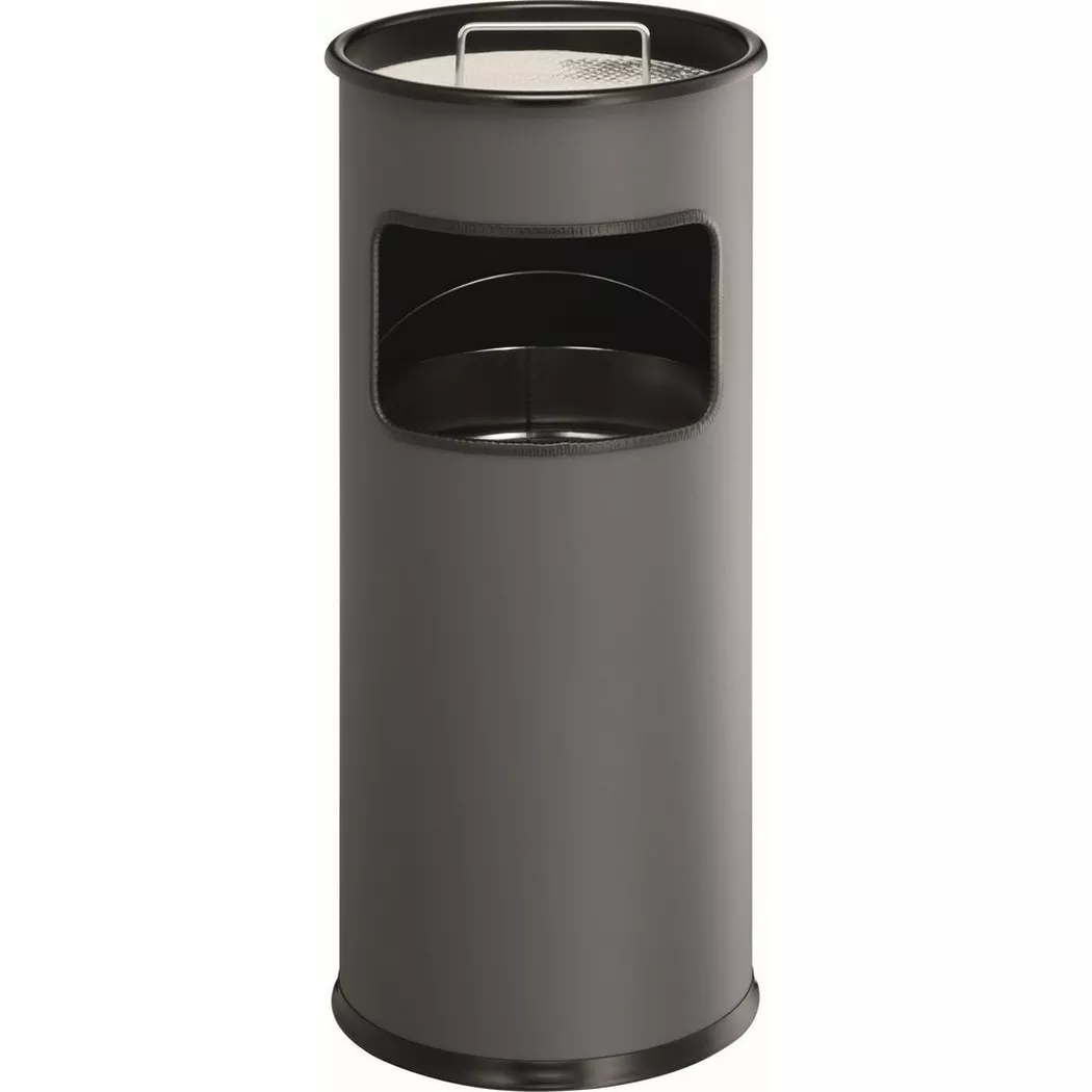 Durable Round Ashtray Bin 17L Charcoal 333058