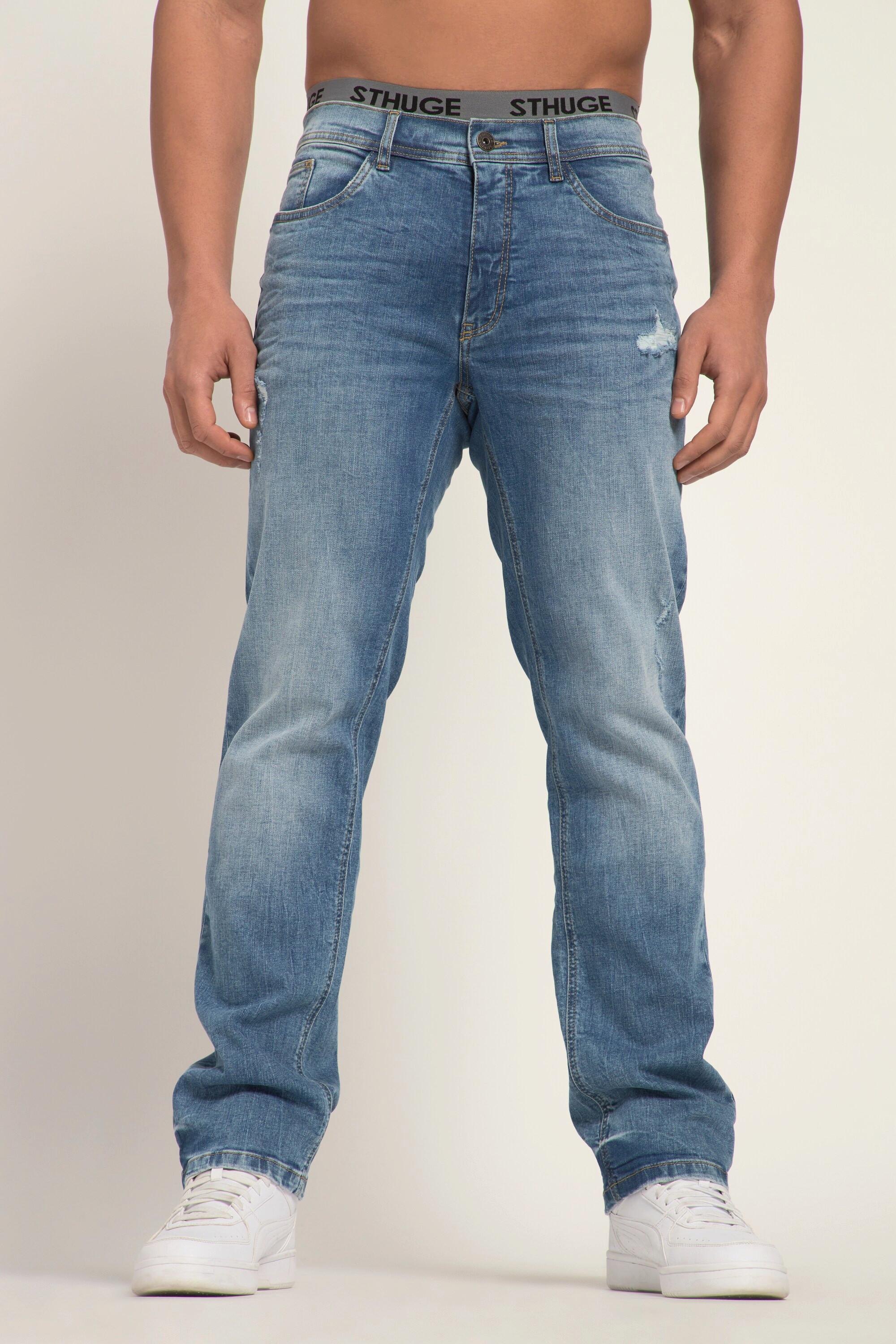 Sthuge  Jeans con FLEXLASTIC®, effetto sdrucito e taglio dritto a cinque tasche, fino alla tg. 70/35 