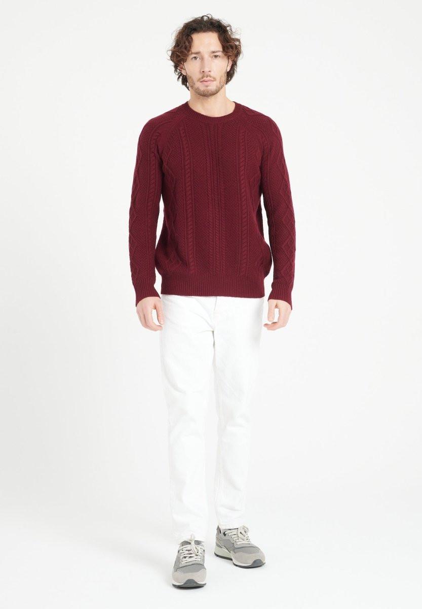 Image of Zach 1 Pullover Rundhalsausschnitt 6 Fäden - 100% Kaschmir Unisex Bordeaux L