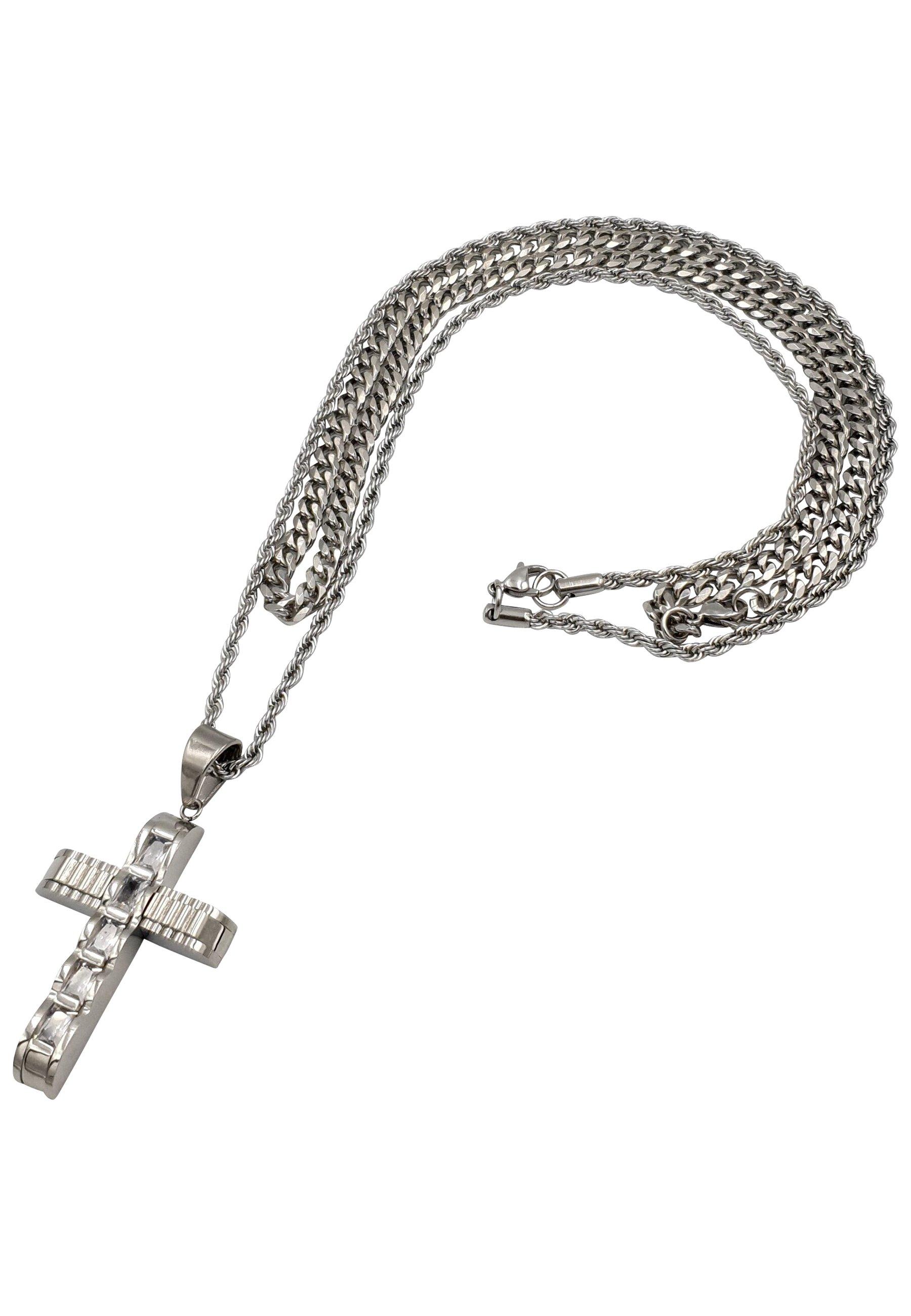 HEBE JEWELS  Kreuz Kette Edelstahl & Zirkonia 