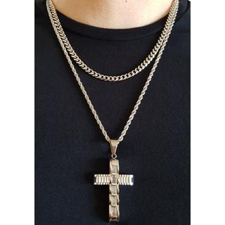 HEBE JEWELS  Kreuz Kette Edelstahl & Zirkonia 