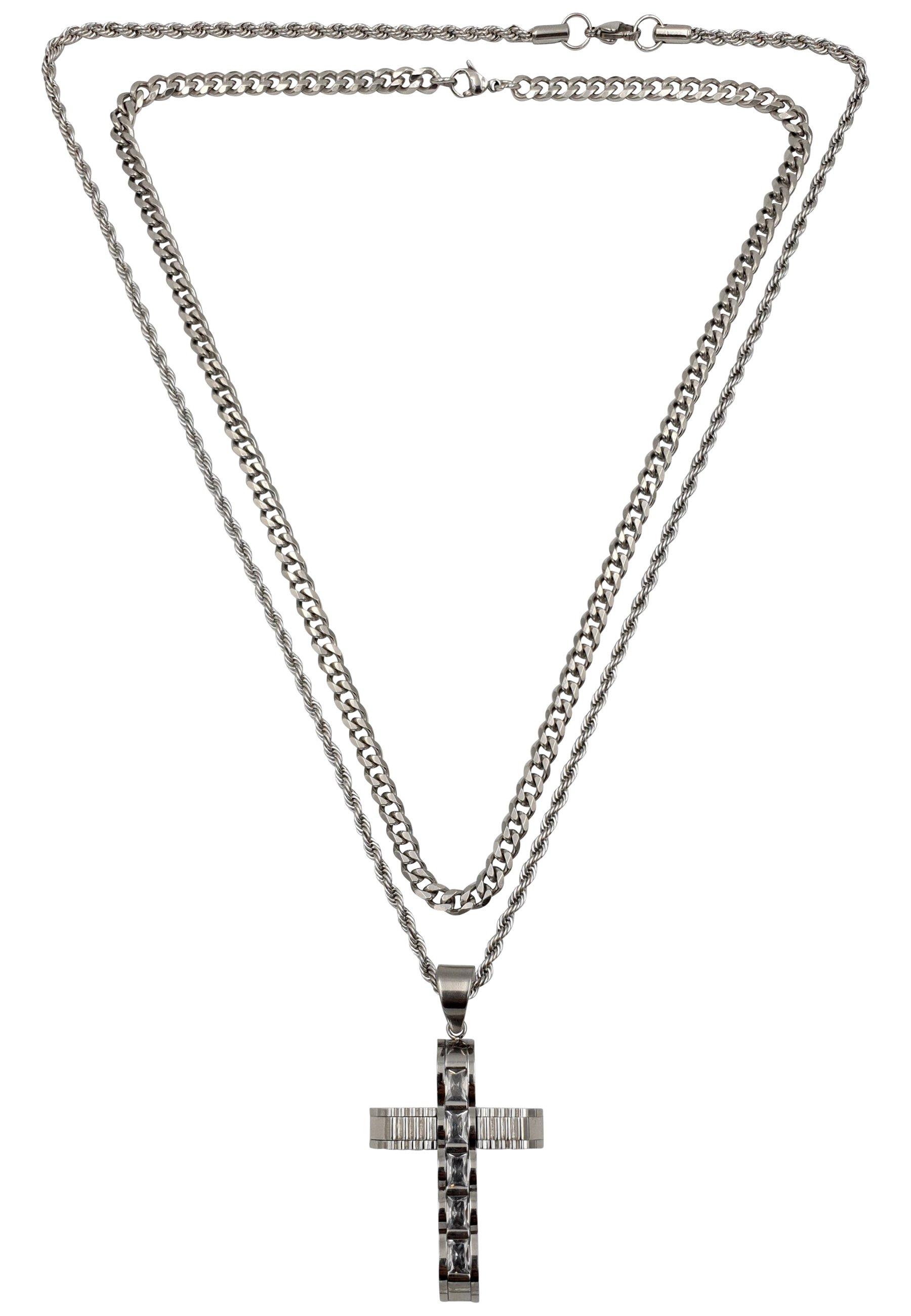 HEBE JEWELS  Kreuz Kette Edelstahl & Zirkonia 