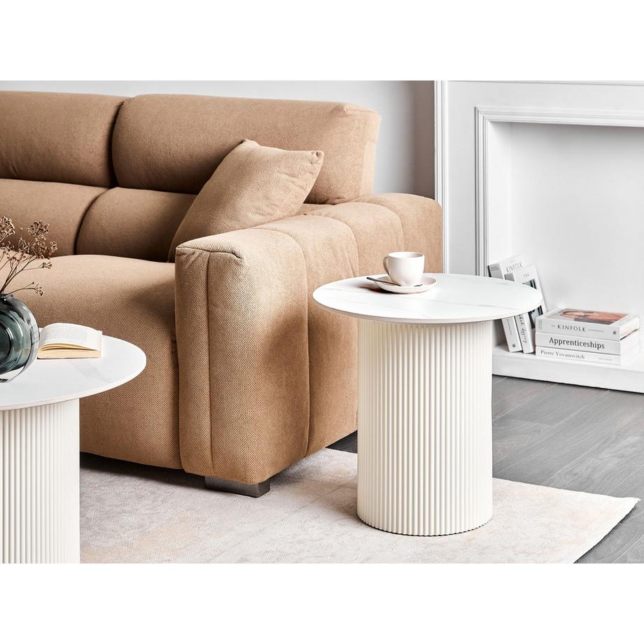 Beliani Table d'appoint en Pierre frittée  LEONA  