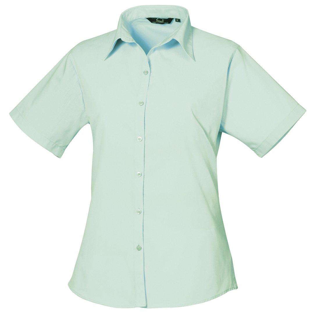 Image of Kurzarm Popeline Bluse Arbeitshemd Damen Aquamarine 34