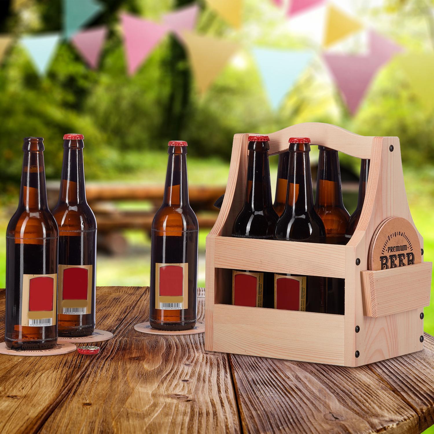 Northio Porte-bière en bois avec décapsuleur  