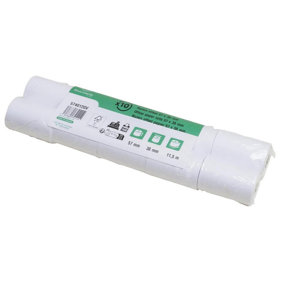 Exacompta Rotoli carta per calcolatrice/cassa 57x38 mm - 1 copia offset extra- 60gr - x 50  