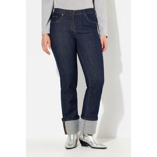 Ulla Popken  Jean Mary en denim extensible, jambe large avec revers à la base 