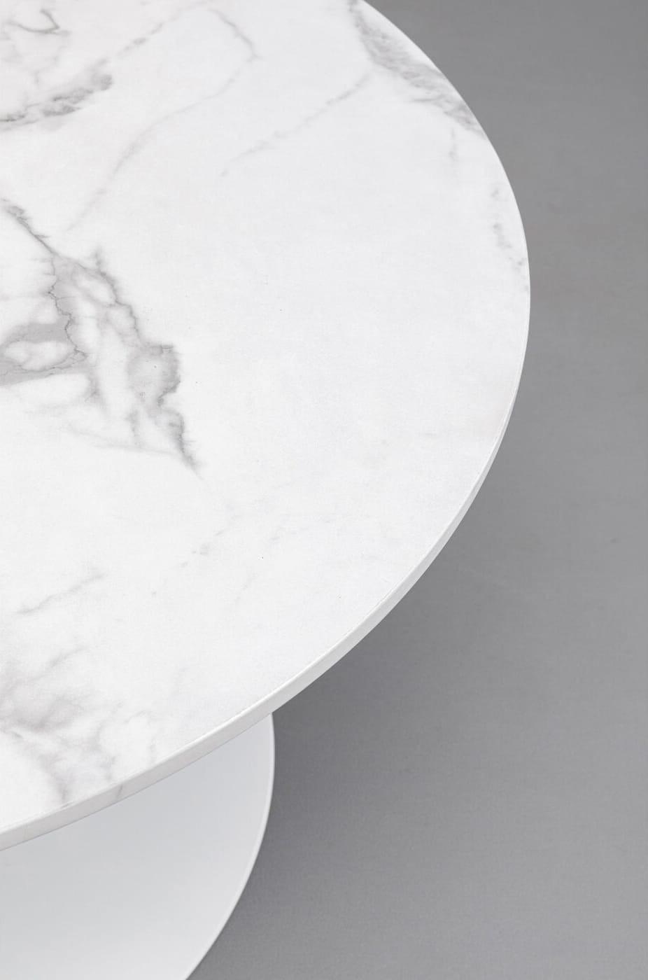 KARE Design Tavolino Schickeria in marmo bianco rotondo 80  