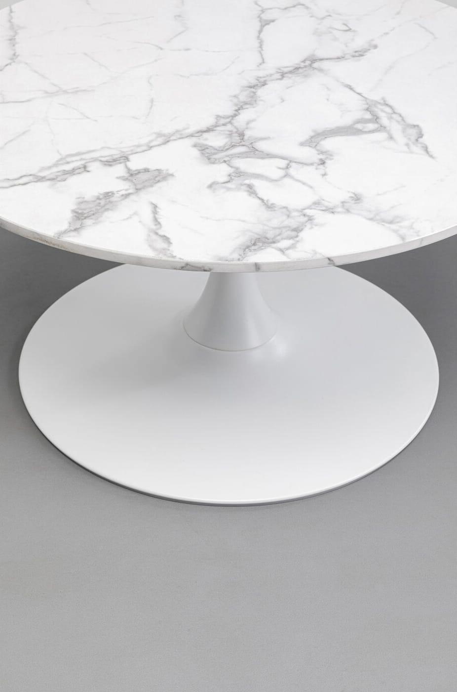 KARE Design Table basse marbre Schickeria ronde blanche années 80  