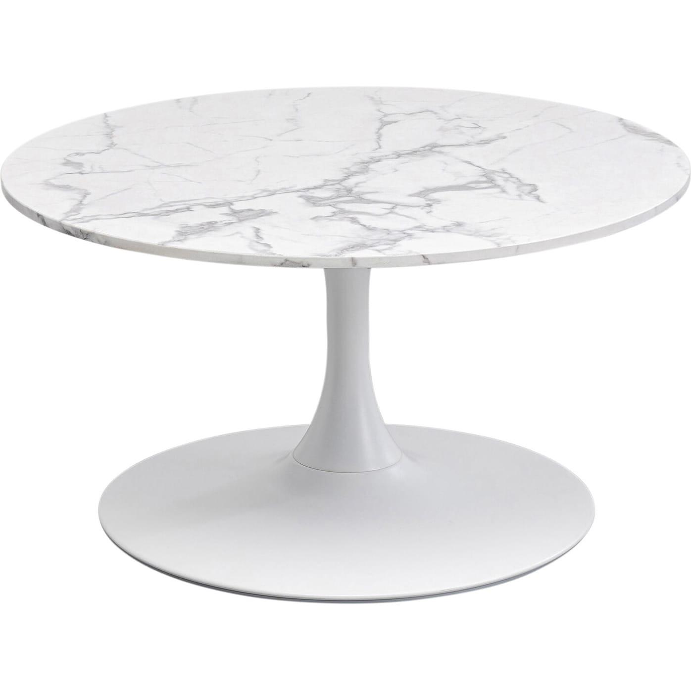 KARE Design Table basse marbre Schickeria ronde blanche années 80  