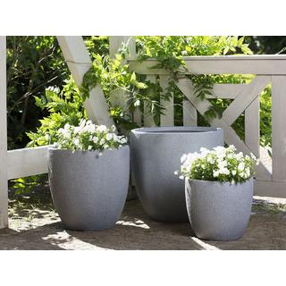 Beliani Blumenkübel aus Lehm-Faser-Mischung Modern KANNIA  