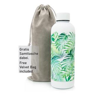 T&N  Edelstahl Trinkflasche Tropical Leaves (Weiss, Grün, 0.5 l) 