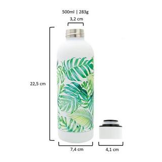 T&N  Edelstahl Trinkflasche Tropical Leaves (Weiss, Grün, 0.5 l) 