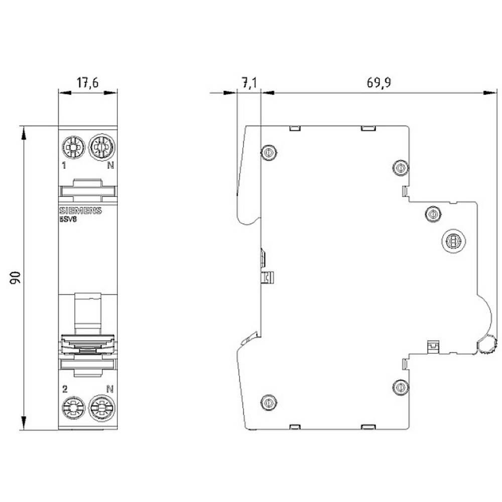 Siemens  Brandschutzschalter-LS-Kombi 5SV6 COM, Messfunktion, Kommunikation 230V 6kA 