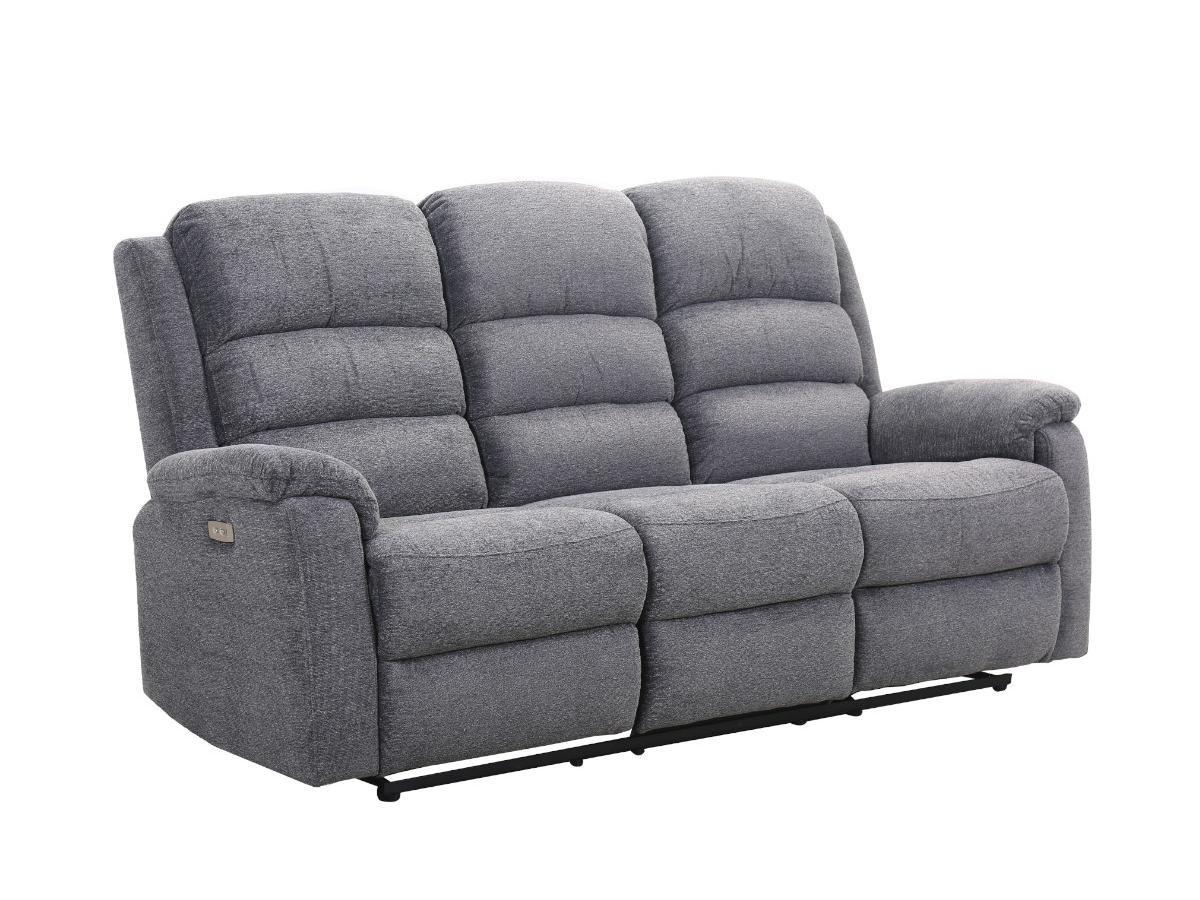 Vente-unique Couchgarnitur mit elektrischer Relaxfunktion 3+1 - Stoff - Anthrazit - NEVERS  