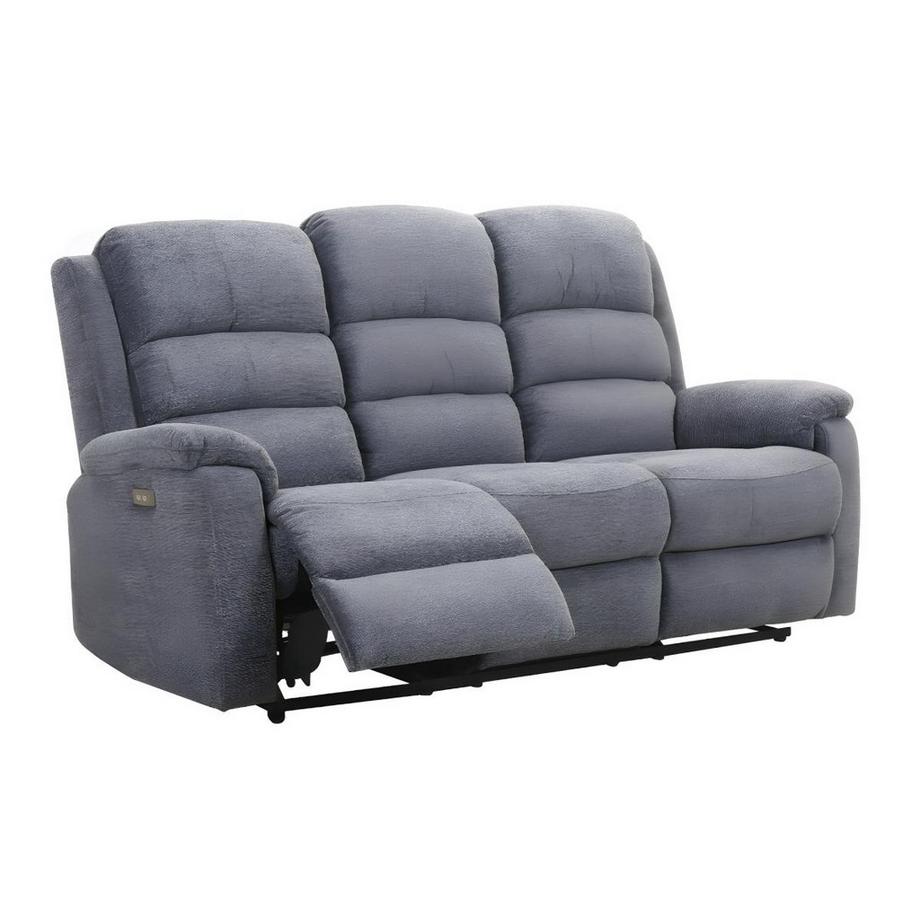 Vente-unique Couchgarnitur mit elektrischer Relaxfunktion 3+1 - Stoff - Anthrazit - NEVERS  