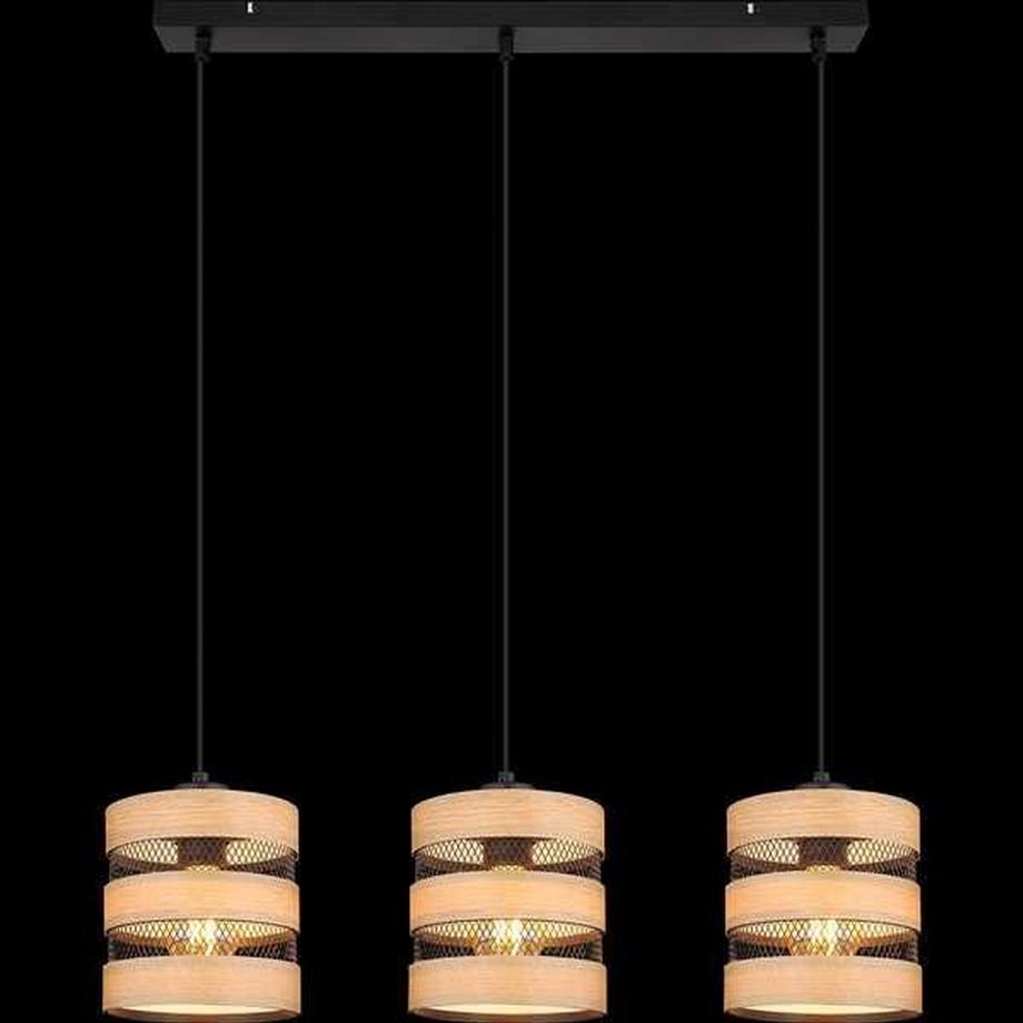 mutoni Lampe à suspension métal noir mat 3xE27  