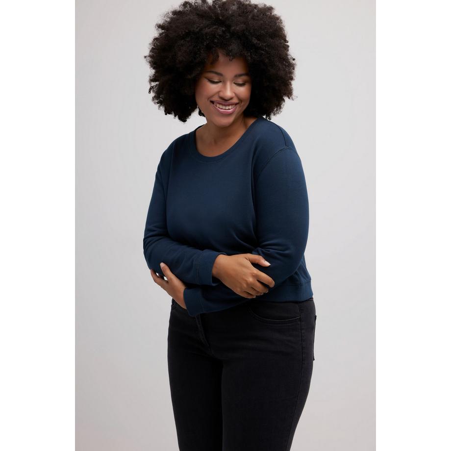 Ulla Popken Sweat-shirt Court Oversize Col Rond Manches Longues  