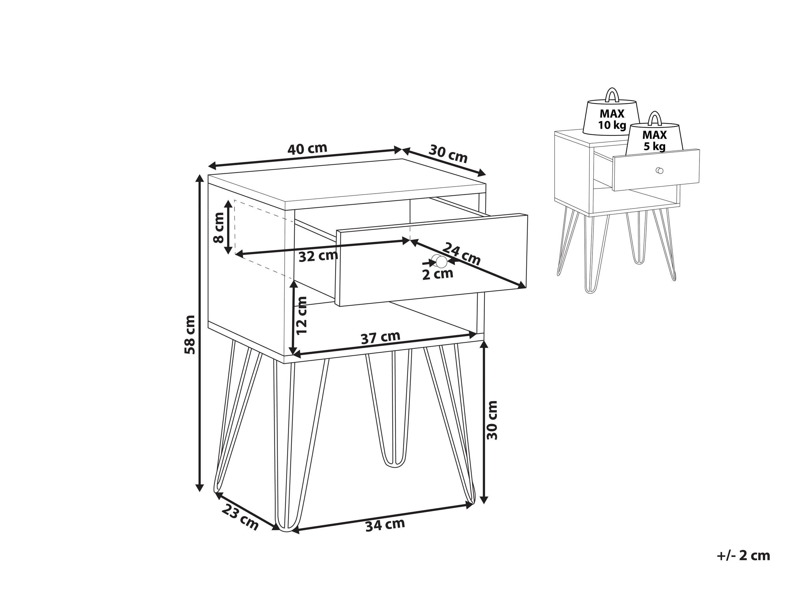 Beliani Nachttisch mit 1 Schublade aus MDF-Platte Klassisch ARVIN  