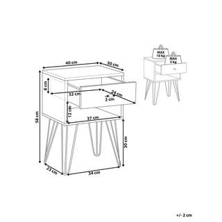 Beliani Comodino 1 cassetto en Fibra a media densità (MDF) Classico ARVIN  
