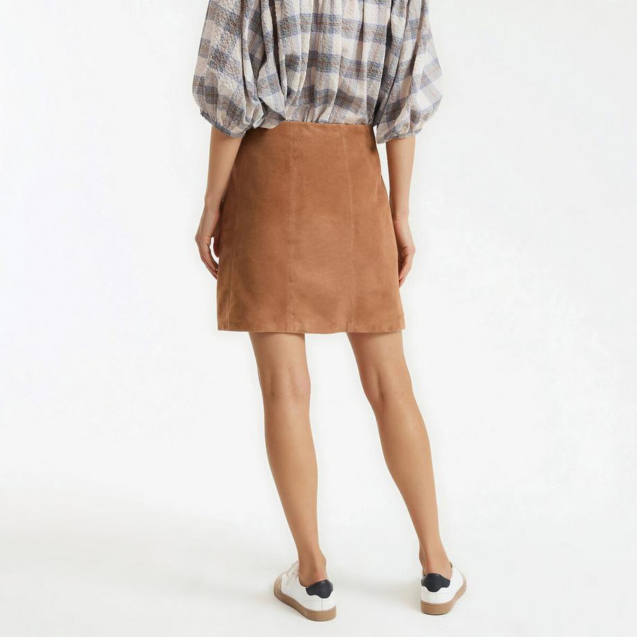 La Redoute Collections Jupe courte évasée en cuir de mouton  