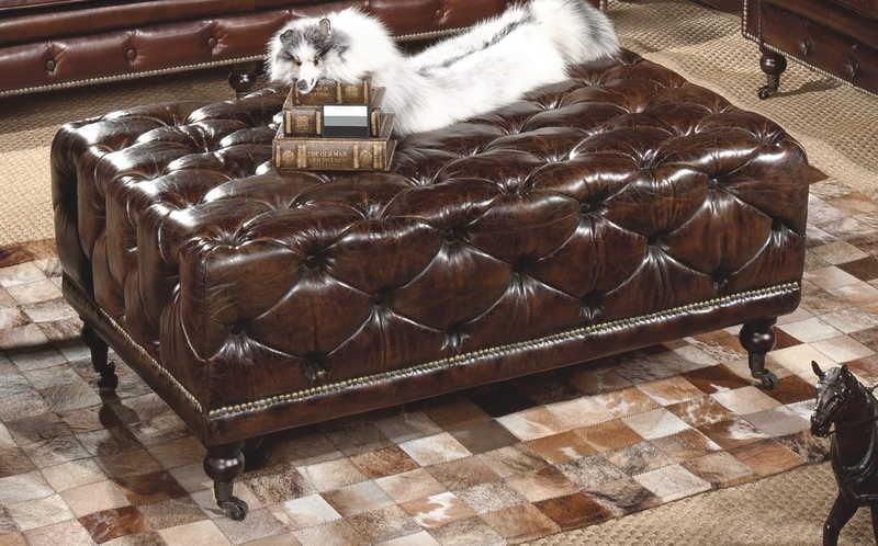 Image of Chesterfield Vintage Leder Hocker Mold 125x76 Chesterfield Vintage Leder Hocker Mold 125x76