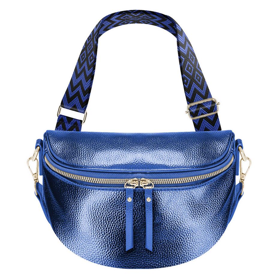 Marsupio geometrico blu metallizzato